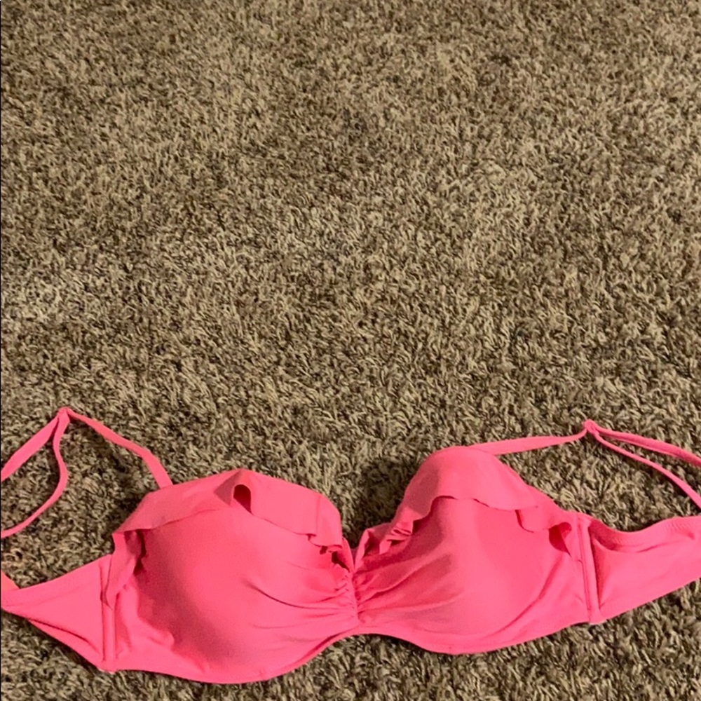 Hot pink ruffle bandu bikini top